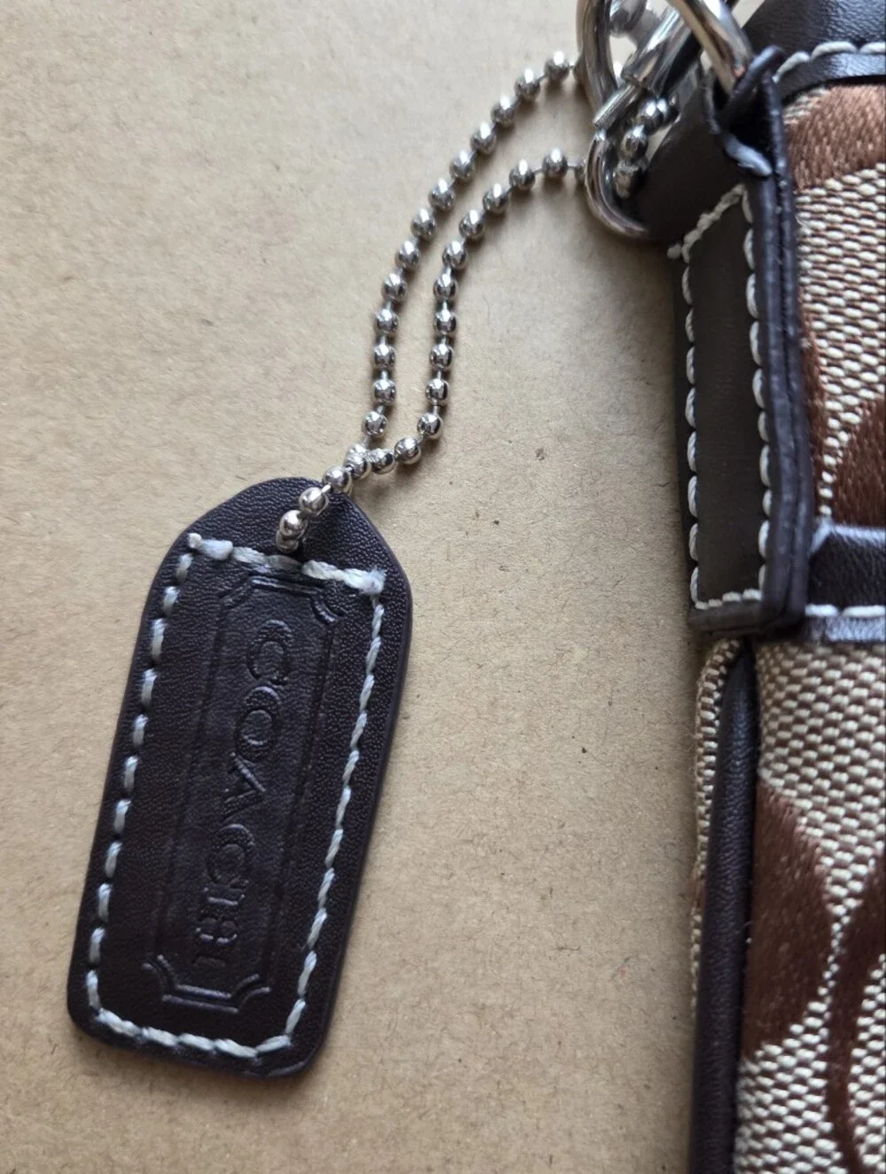 Vintage COACH Signature Stripe Swingpack Crossbody Bag In Brown